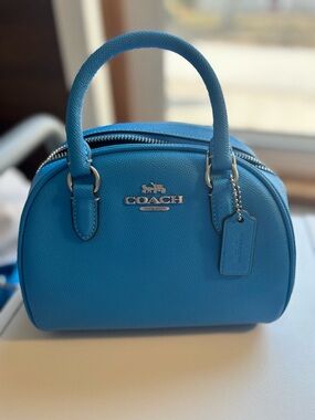 Coach Bright Blue Leather Dome Satchel Spring color
